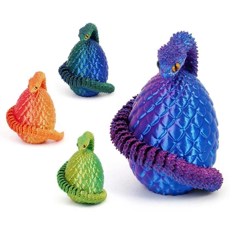 3D Printing Action Figure Snake Egg Toys Creative Stress Relief Anime Figures Moveable Rotation Desktop Ornaments Gift