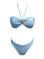Sexy Bandeau Bikini Set 2026 Women Sky Blue Starfish Ornament Push Up Thong Swimsuit Brazilian Beach Bathing Suit Micro Swimwear