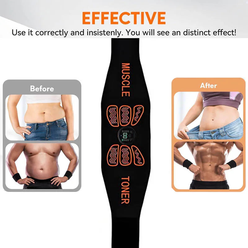 Abdominal Muscle Stimulator Weight Belts Ab Toning Belt Muscle Toner Back Waist Home Fitness Slimming Massager USB Recharge