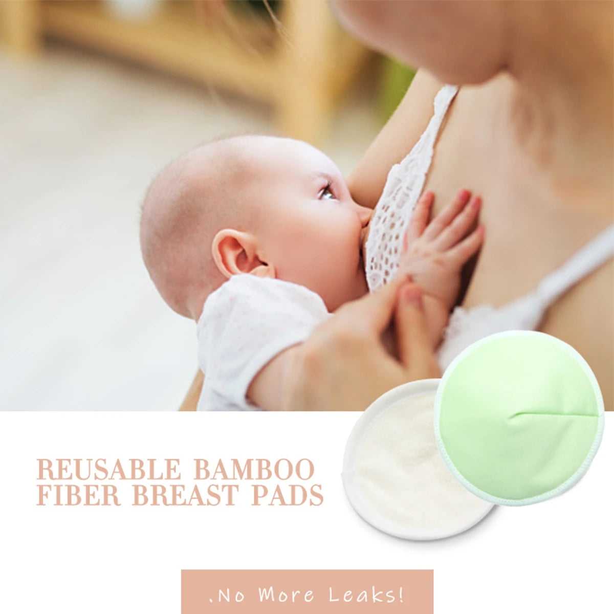 2pcs Organic Bamboo Viscose Nursing Breast Pads Washable Breastfeeding Pads Reusable Breast Pads for Breastfeeding Nursing Pads
