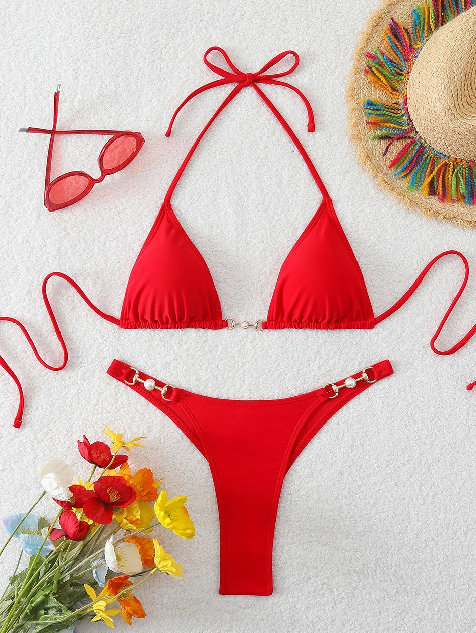 Sexy Micro Bikini 2026 Woman Chain Swimsuit Women Swimwear Thong Bikinis Set Brazilian Two-piece Bathing Suit Beach Wear Bather