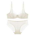 Luxury Women Lingerie Set Sexy Lace Embroidery Underwear French Thin Cup Push Up Bra Summer Mesh Breathable Intimates Bra Sets