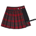 Summer Harajuku Punk Style Plaid Irregular Skirts Women Asymmetrical High Waist Black Skirts Pleated Girls Gothic Half Skirts