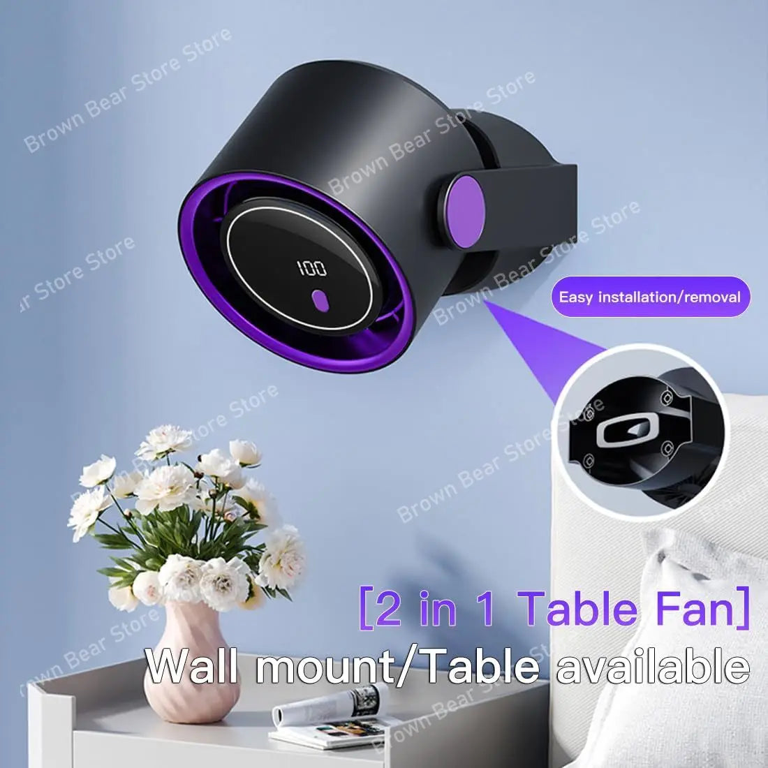 100 Level Bladeless Fan Portable Small Usb Charge Silent Desktop Digital Display High-speed Circulating Cooling Fan Secondary image