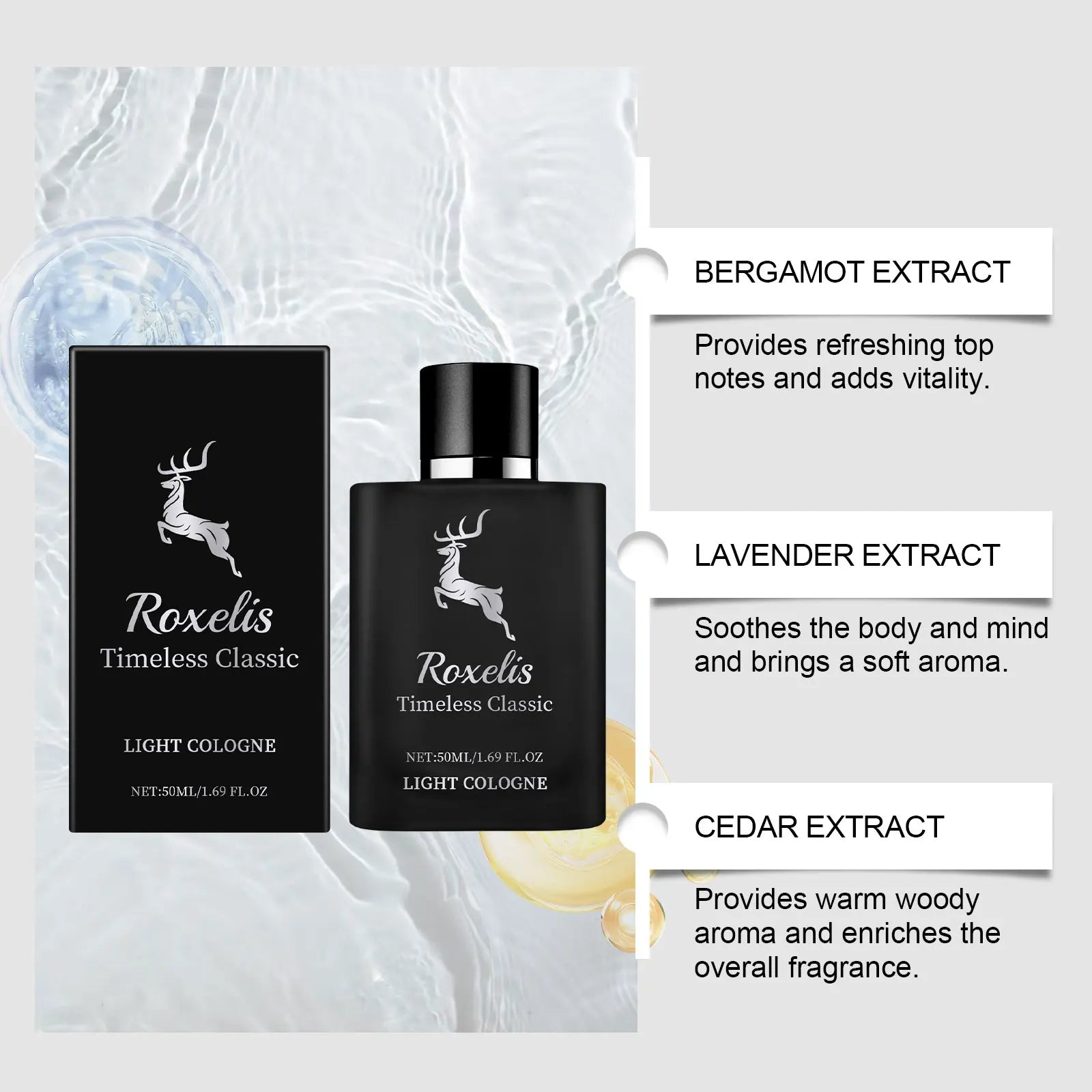 Roxelis Bergamot Perfume Classic Cologne Natural Fresh Hair Temperament Lasting Fragrance elegant Portable Perfume