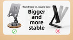 Black Walnut Wood Base Phone Holder Metal Stand 720° Rotating Foldable Desktop Stand Easy Storage for Mobile Phone Tablet Holder