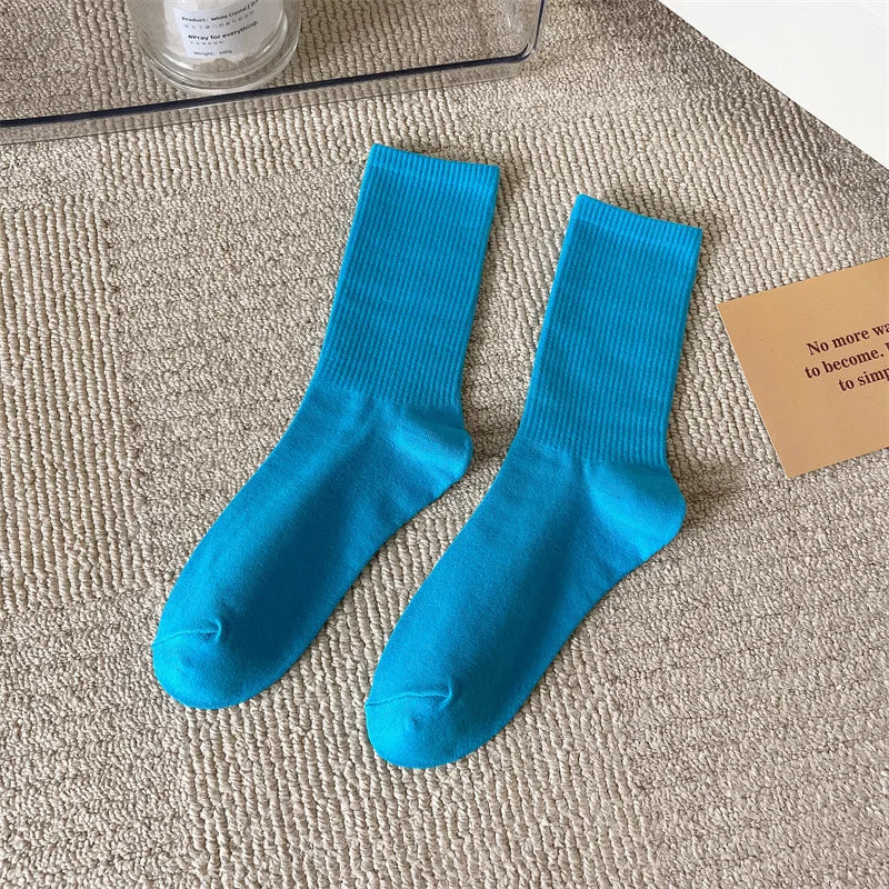 33 Colors Summer Cotton Soft Socks Happy Colorful Women's Mid-tube Stocking Fashion Trend Red Green Ankle Sox Autumn Hosiery
