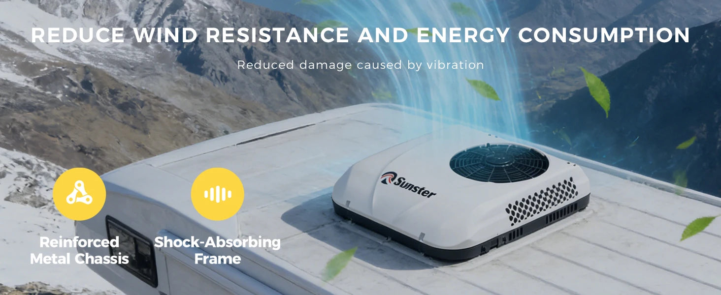 RV Rooftop Parking Air Conditioner 12V/24V DC Electric Cooling Low Noise & 4m³ High Efficiency For Vans, Campers, Motorhomes
