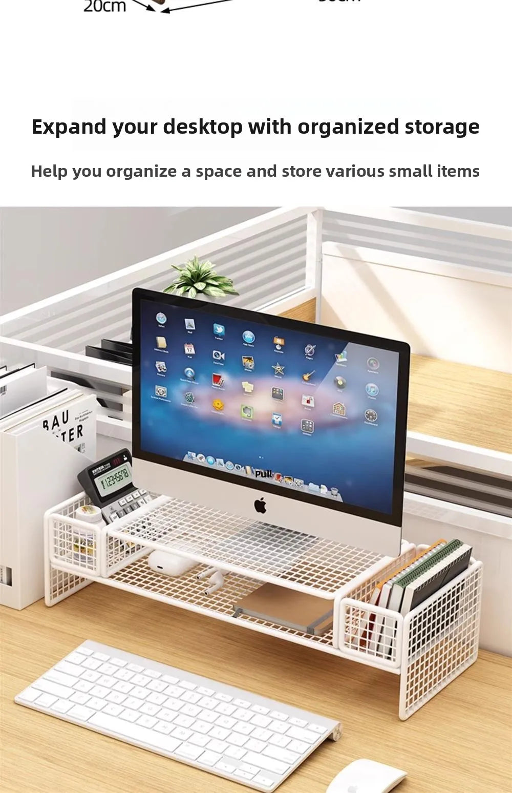 Height Adjustable Computer Stand Desk Monitor Laptop Cooling Rack Suspended Bracket Office Storage Solution