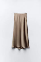 ETJ 2025  Women's spring new elegant fashion all-in-one stretch high-waisted A-line silk satin sag skirt multi-color option