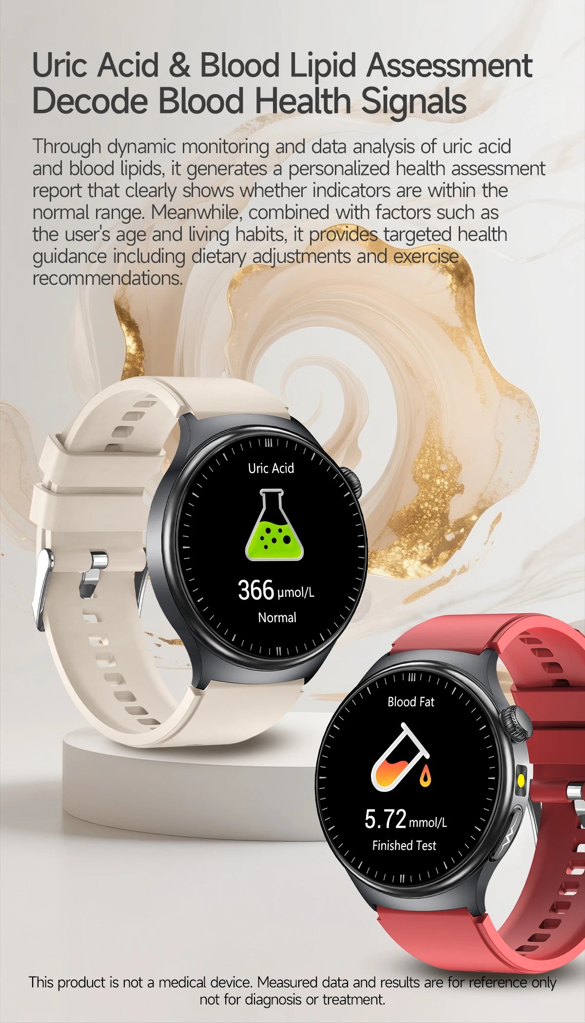 New Accurate ECG Smart Watch Blood Lipids Five Viscera Health Check Body Temperature BT Call Sports Smart Watches For Men 2026