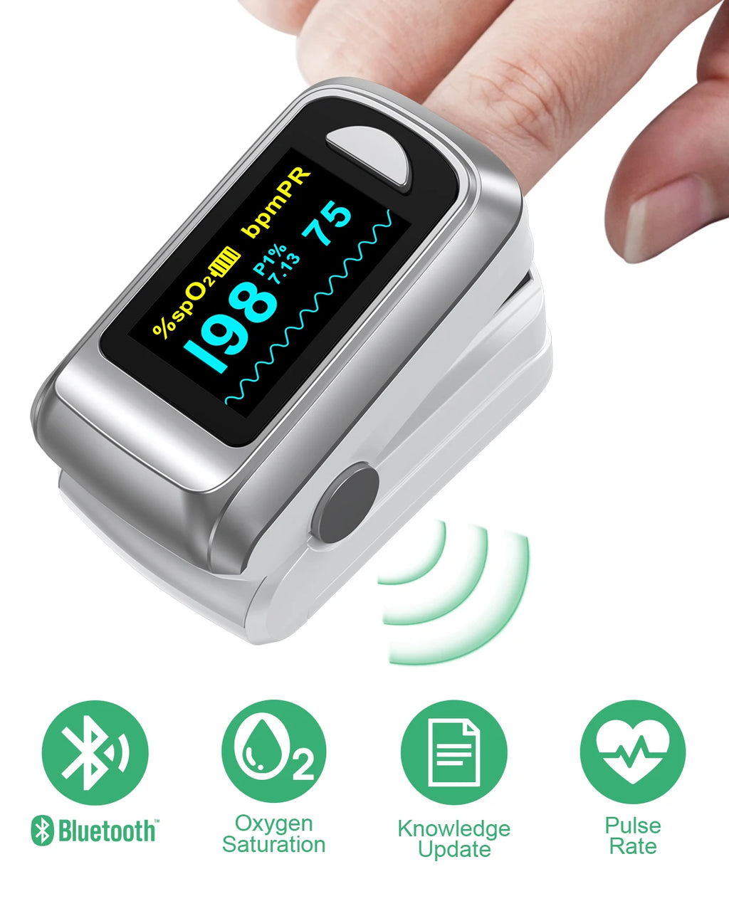 【Local Shipping】HealthTree Finger Pulse Oximeter Blood Oxygen Saturation SpO2 PI Oximetro Oxymeter Bluetooth APP Control