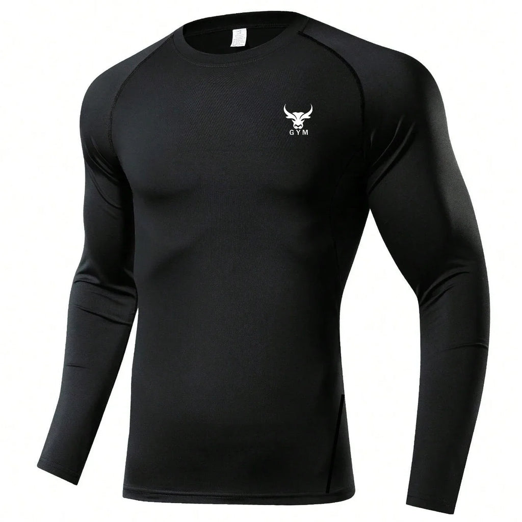 Men's Compression Long Sleeve Shirt Black Fitness T-shirt Male Running  Quick Drying Gym Top Sun Protection Sports Base Layer