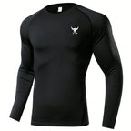 Men's Compression Long Sleeve Shirt Black Fitness T-shirt Male Running  Quick Drying Gym Top Sun Protection Sports Base Layer