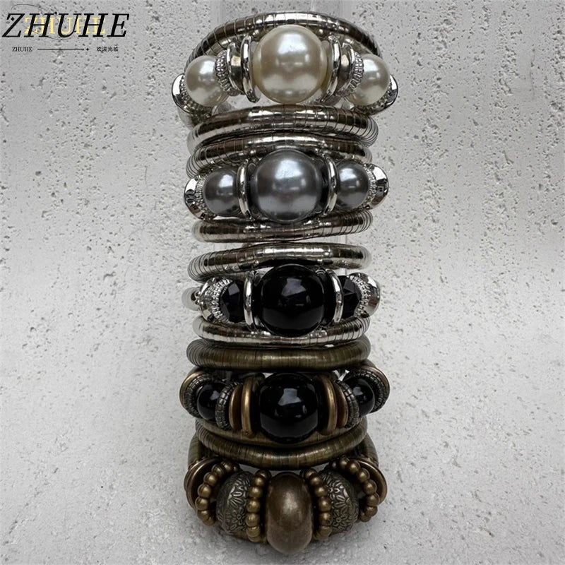 Vintage Multi - Layer Beaded Bracelets for Women Men, Fashion Jewelry Accessories, Retro bracelets femme Image principale du produit