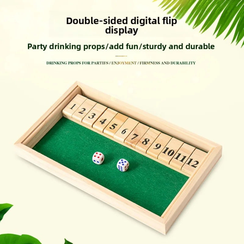 Wooden Shut Box Dice Board Game Classic Tabletop Version With 12 Numbers Pub Style Traditional Family Party Board Game Indoor Secondary image