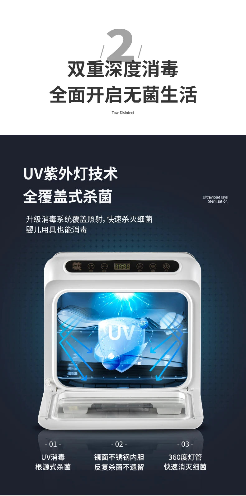 Mini Tabletop UV Disinfection Cabinet Small Kitchen Vertical Machine for Sterilizing Tableware And Chopsticks