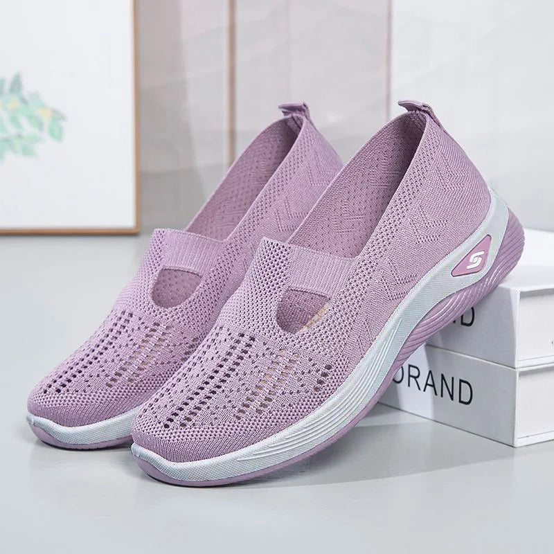 Women's New Summer Shoes Mesh Breathable Sneakers Light Slip on Flat Platform Casual Shoes Ladies Anti-slip Walking Woven Shoes Secondary image