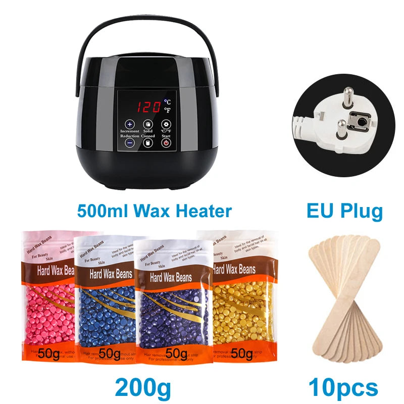 500ML Wax Heater Set For Body Hair Removal Unisex / Black And White Color Electric Display Screen Wax Heater / 200g Wax Beans Image secondaire du produit