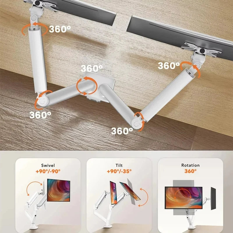 Flexible dual screen support, 13–32 inch monitors available, 180° swivel and tilt function for better viewing experience