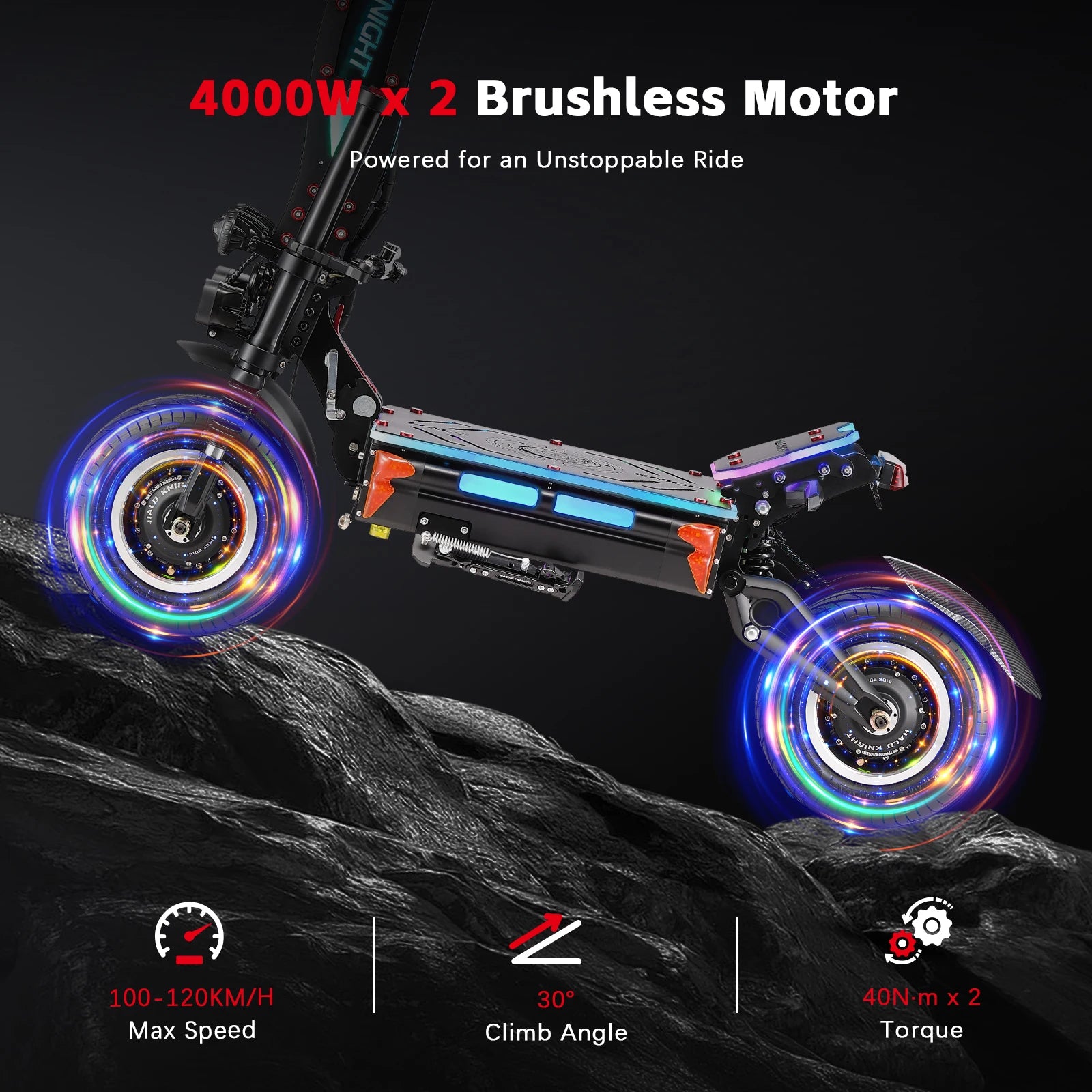 HALO KNIGHT T107Max 72V 8000W Adult Electric Scooter Fast 120km/h Electrical Scooter Powerful Dual Motors Escooter Top E-scooter