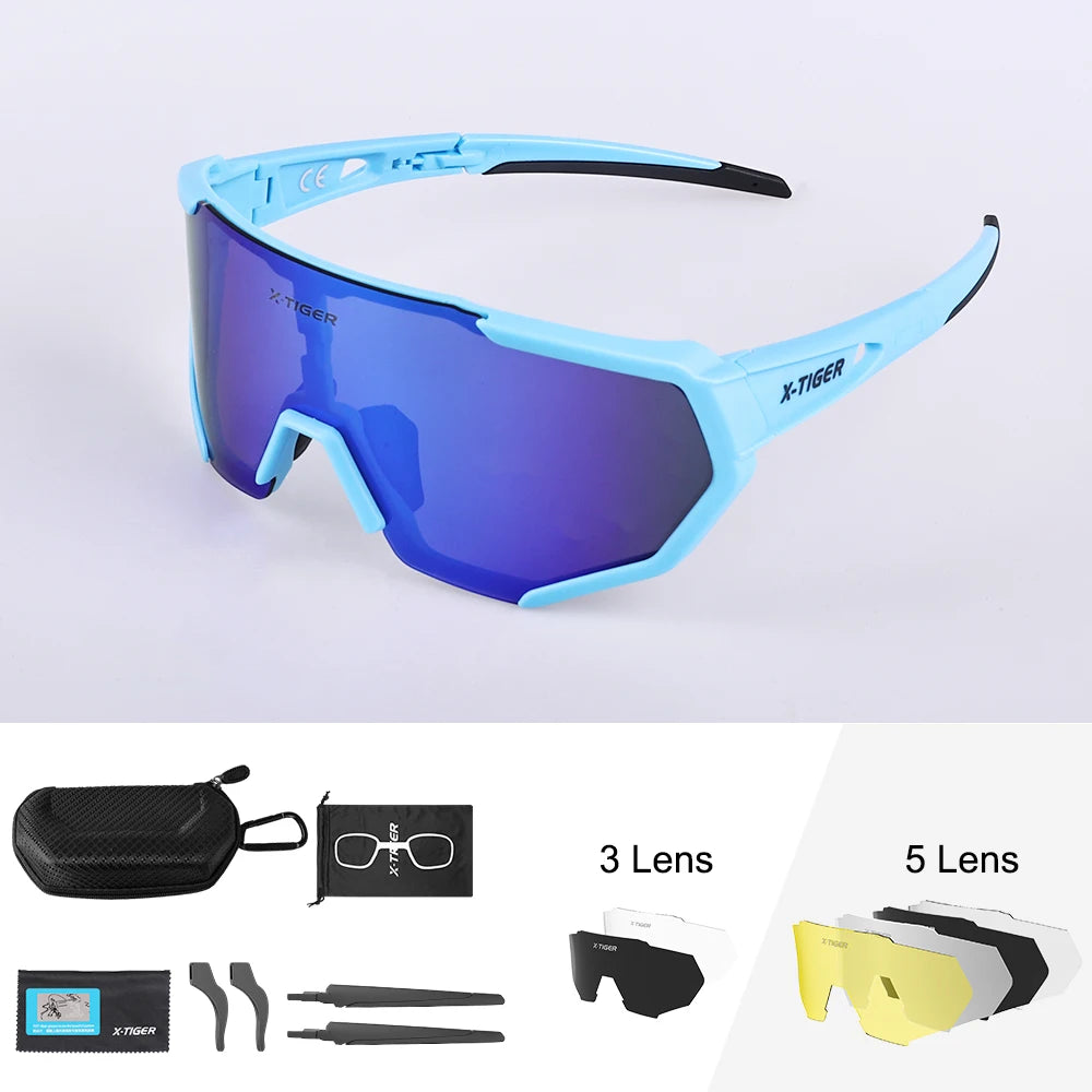 X-TIGER Cycling Glasses Polarized Glasses Bike Eyewear Sports Men's Photochromic Sunglasses MTB Road Bicycle Goggles 3/5 Lens