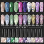 10/12PCS/SET Cat Magnetic Gel Nail Polish Set 9D Reflective Glitter Gel Semi Permanent UV Gel Soak Off Sparkling Nail Art Kits