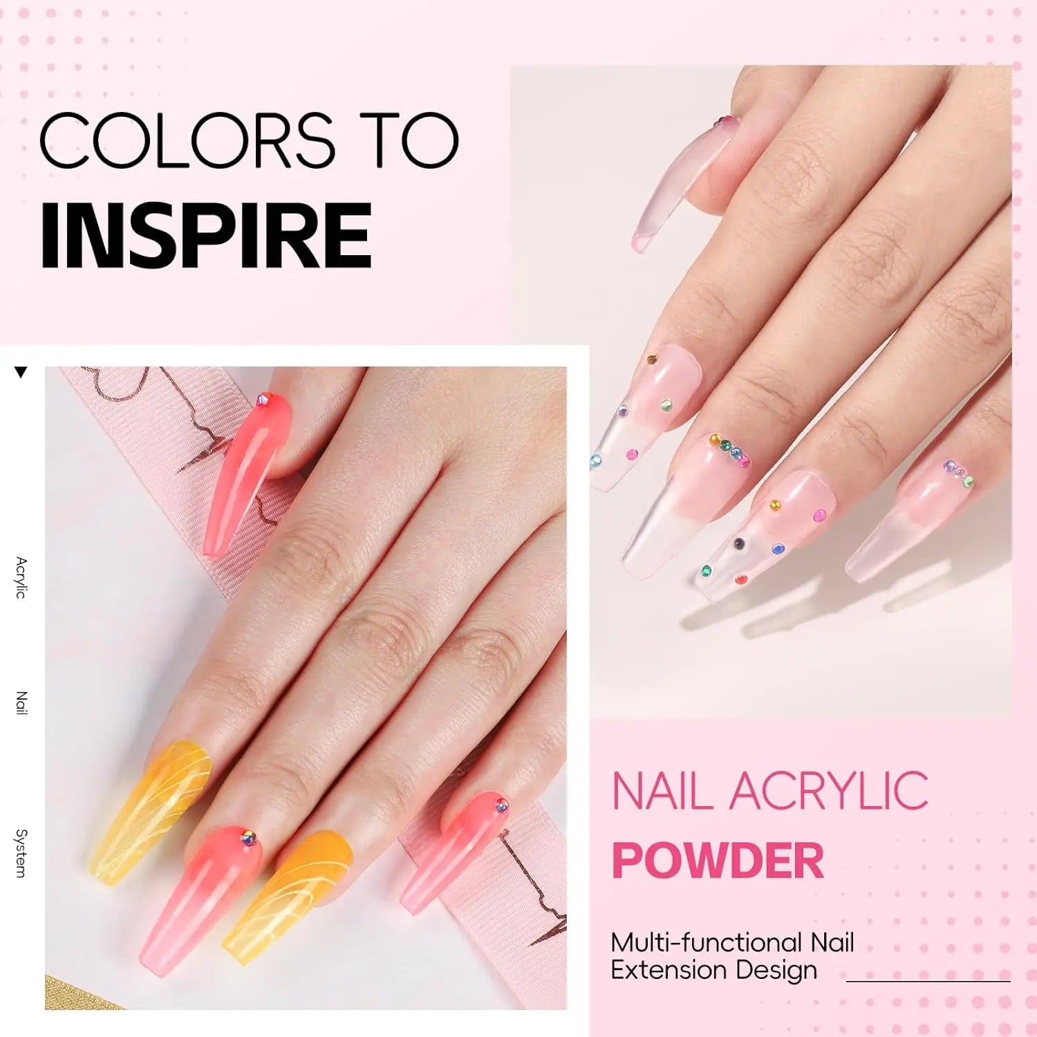 Acrylic Nail Kit Starter Set Acrylic Powder with U V Light Professional Tools with Decoration for Beginners Home Salon Gifts