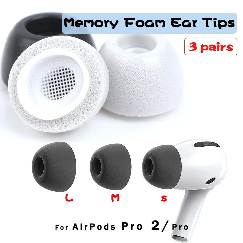 For Apple AirPods Pro 2 Ear Tips Memory Foam Tips Anti Slip Earbuds Ear Cushion Replacement Earphone Ear pads Small Medium Large Main image
