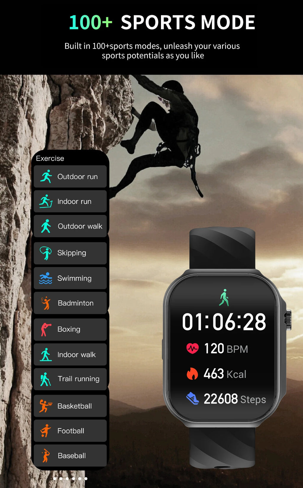 LIGE New 2.2-inch 3D Curved Screen Smart Watch With LED Light Thermometer Health Monitor Smartwatch BT Call Sports Fitness Watch