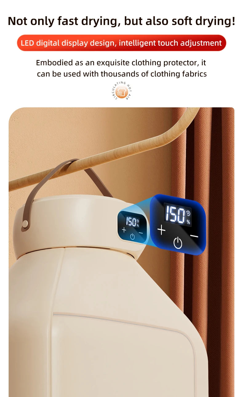 Portable Electric Dryer Multifunctional Dryer Foldable Timed Fast Drying Low-noise Warm Air Heating Clothing Care Mini Dryer