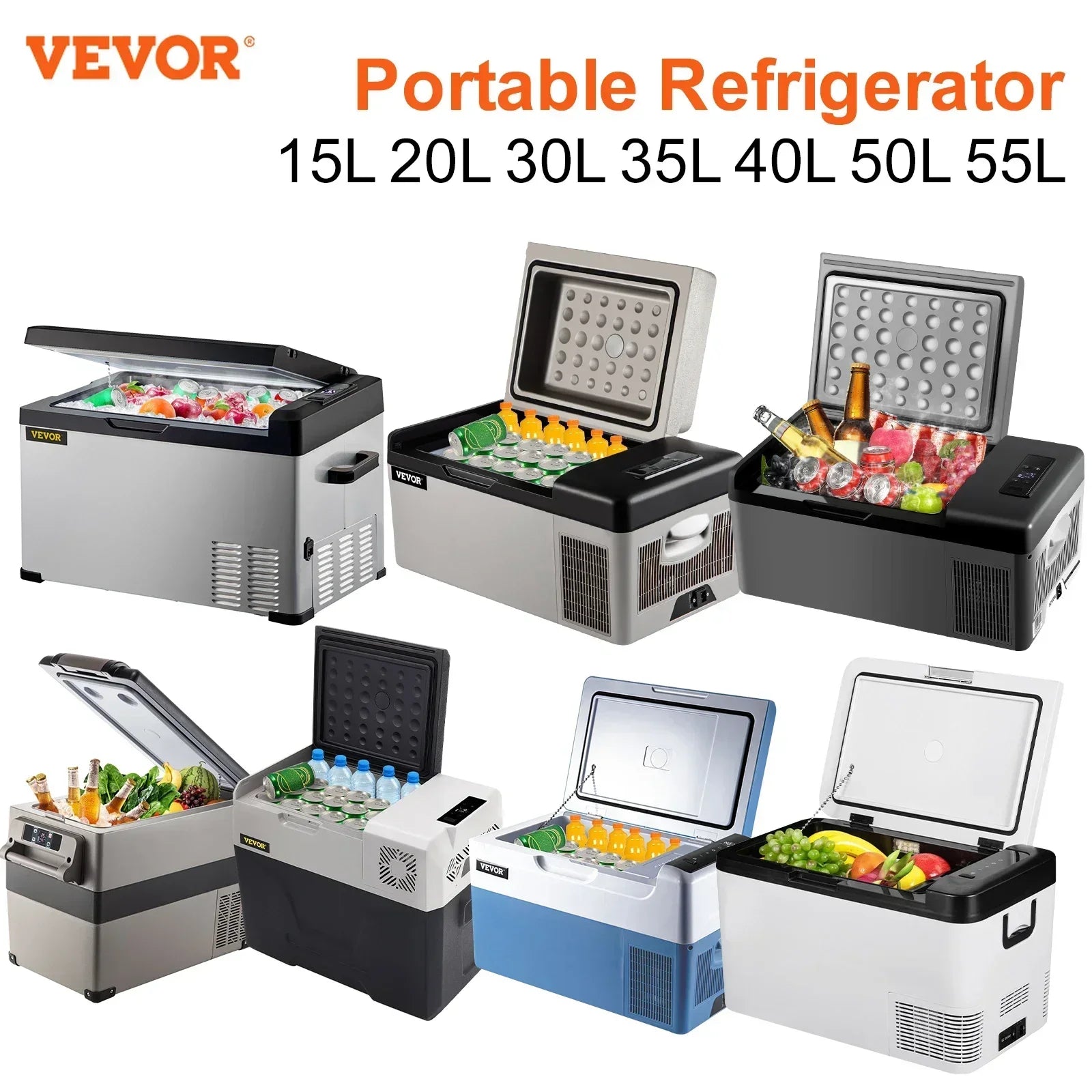 VEVOR 15L-55L portable small refrigerator car refrigerator car truck mini cooler, suitable for driving, traveling, and home use Image principale du produit