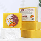AILKE Natural Turmeric Bath Soap for Face, Body, Hands, Lightening, Cleaning, Even Skin Tone, Anti Dark Spots and Acne, 200g