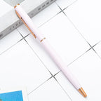 20-200 Pens New Slim Metal Ballpoint Pens Rose Gold Custom Logo Advertising Lettering Engraved Name School Office Supplies Gifts