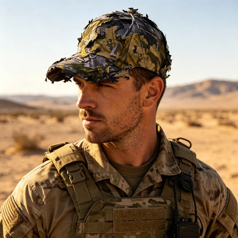 Men's 3D Leaves Ghillie Camo Baseball Cap, Tactical Hunting Hat for Fishing & Outdoor Image principale du produit