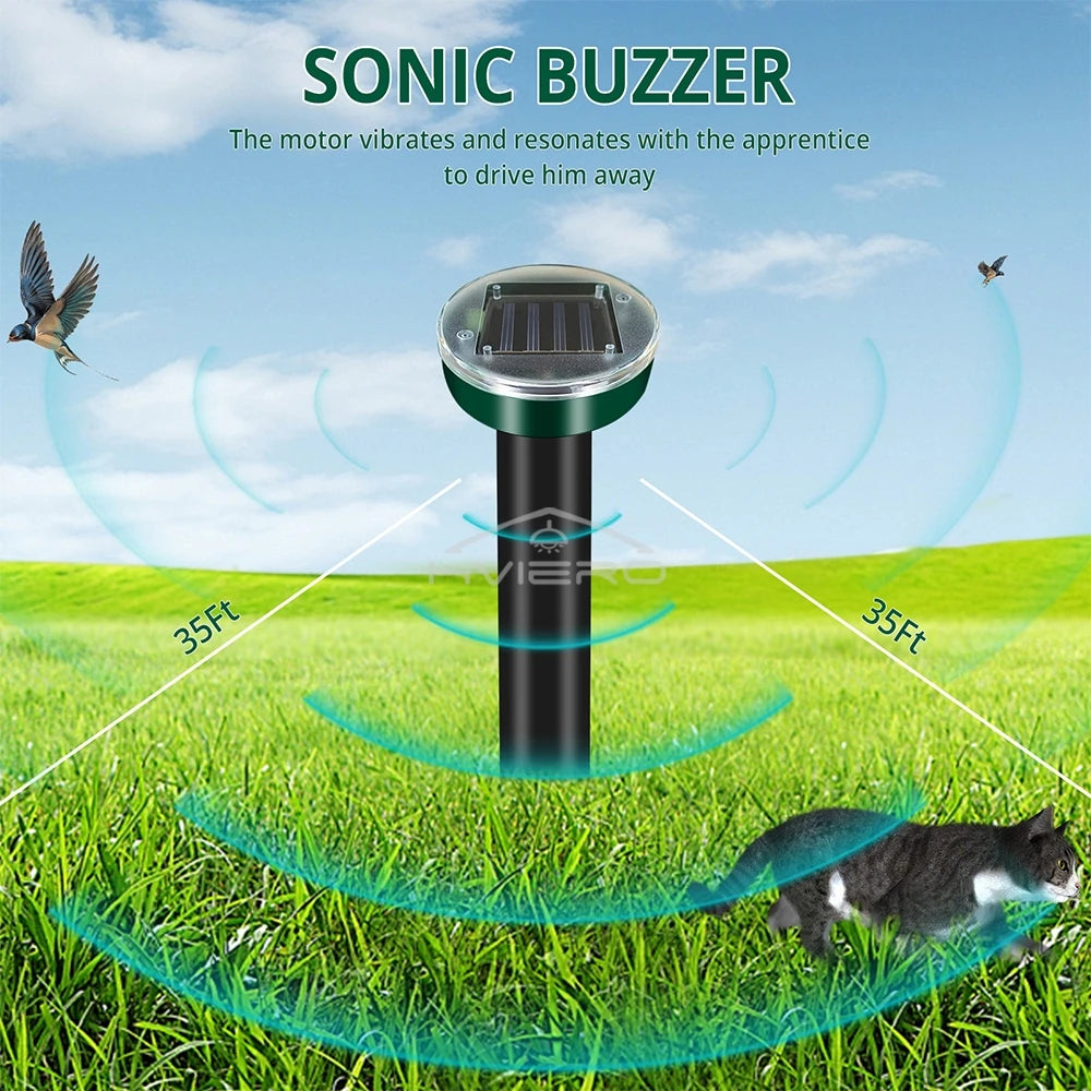 4/8X Solar Repeller Powered Ultrasonic Sonic Mouse Mole Pest Rodent Repellent Vibration Wave Yard Outdoor Garden Lawn Farm Field
