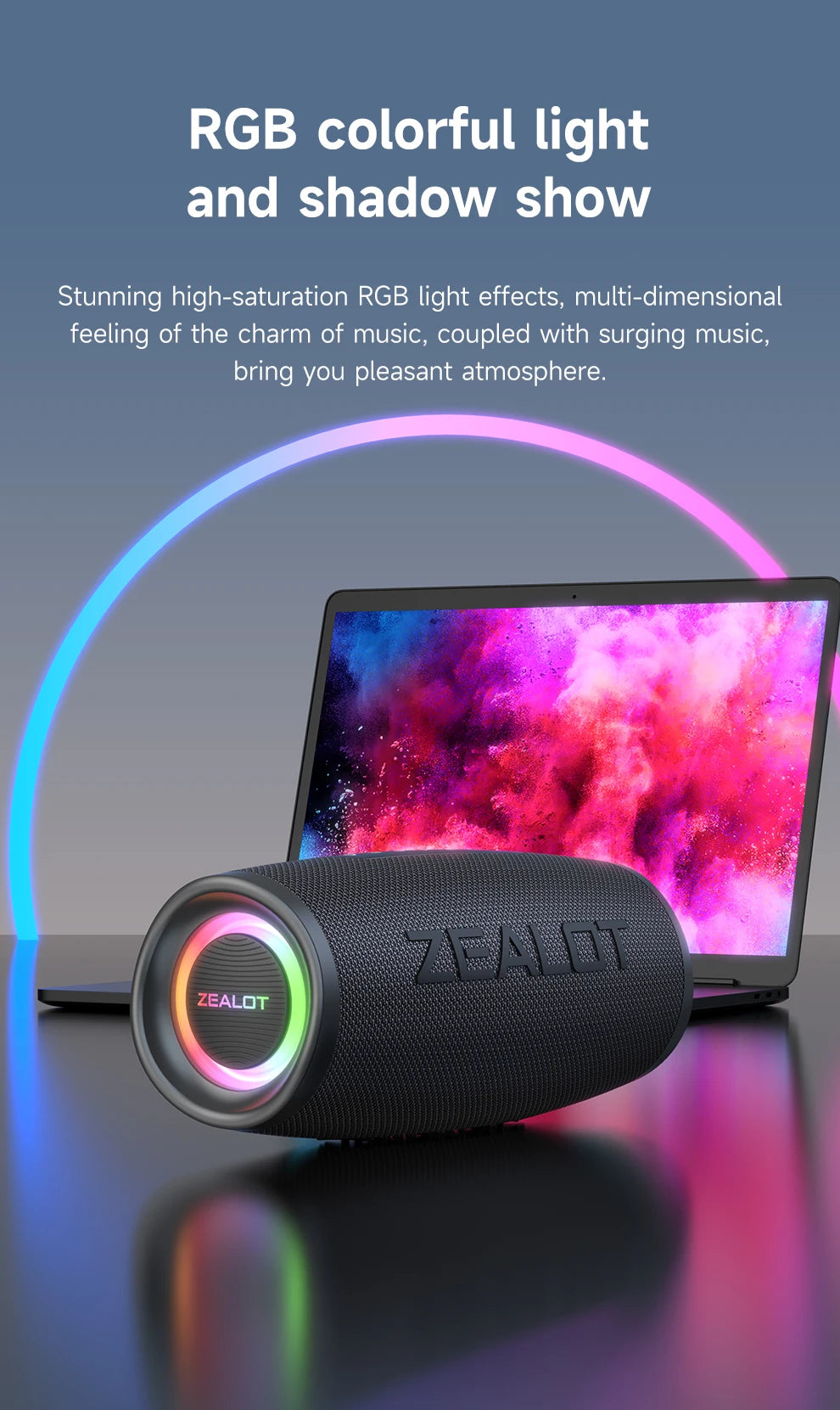 ZEALOT-S56 Bluetooth Speaker 40W Output Power Bluetooth Speaker with Excellent Bass Performace IPX6 Waterproof camping speaker