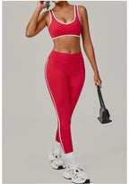 2PCS Women's Yoga Set High Waist Peach Hip Removable Padding Sports Bra Pants Fitness Suit Running Workout Gym Leggings Yoga Set