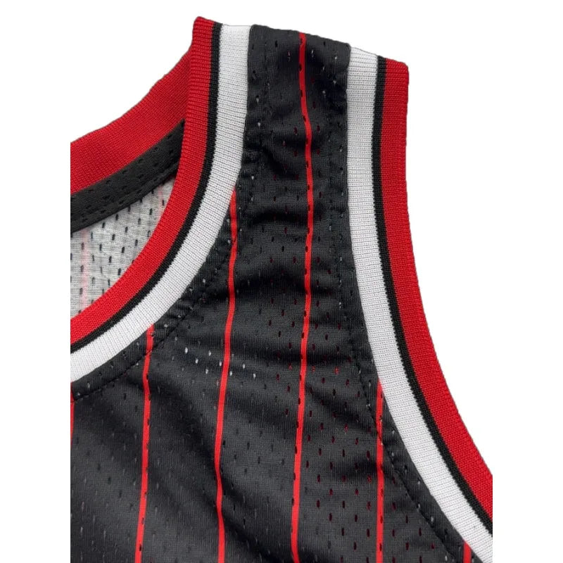 Mens Stripes Basketball Sports Jersey, Breathable Sleeveless Pattern Embroidery Sweatshirt Training Competition Sports Uniforms