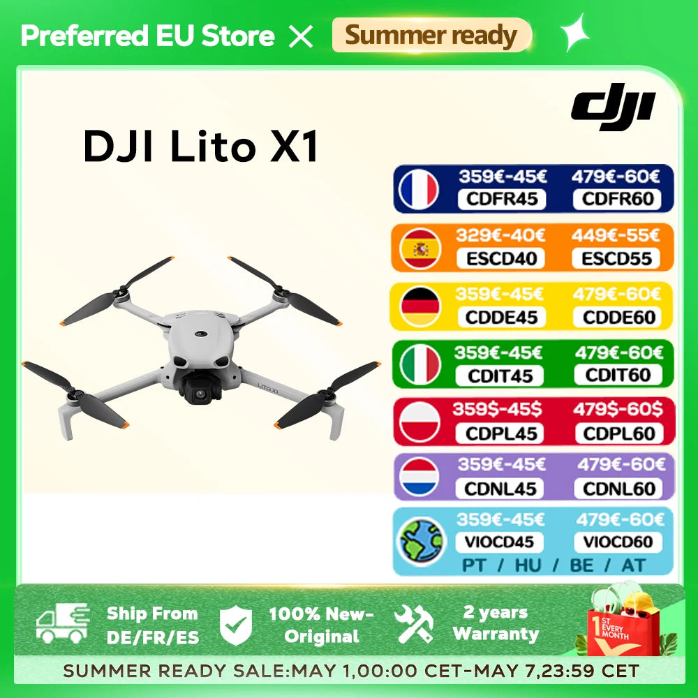 DJI Lito X1 Foldable Lightweight 4K Drone with Obstacle Detection ActiveTrack 1/1.3 Inch Sensor 15km Transmission for Beginners C0