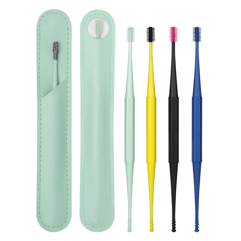 Double-headed spiral silicone ear cleaning swabs set - washable and reusable for ear wax removal and ear cleaning tools Main image