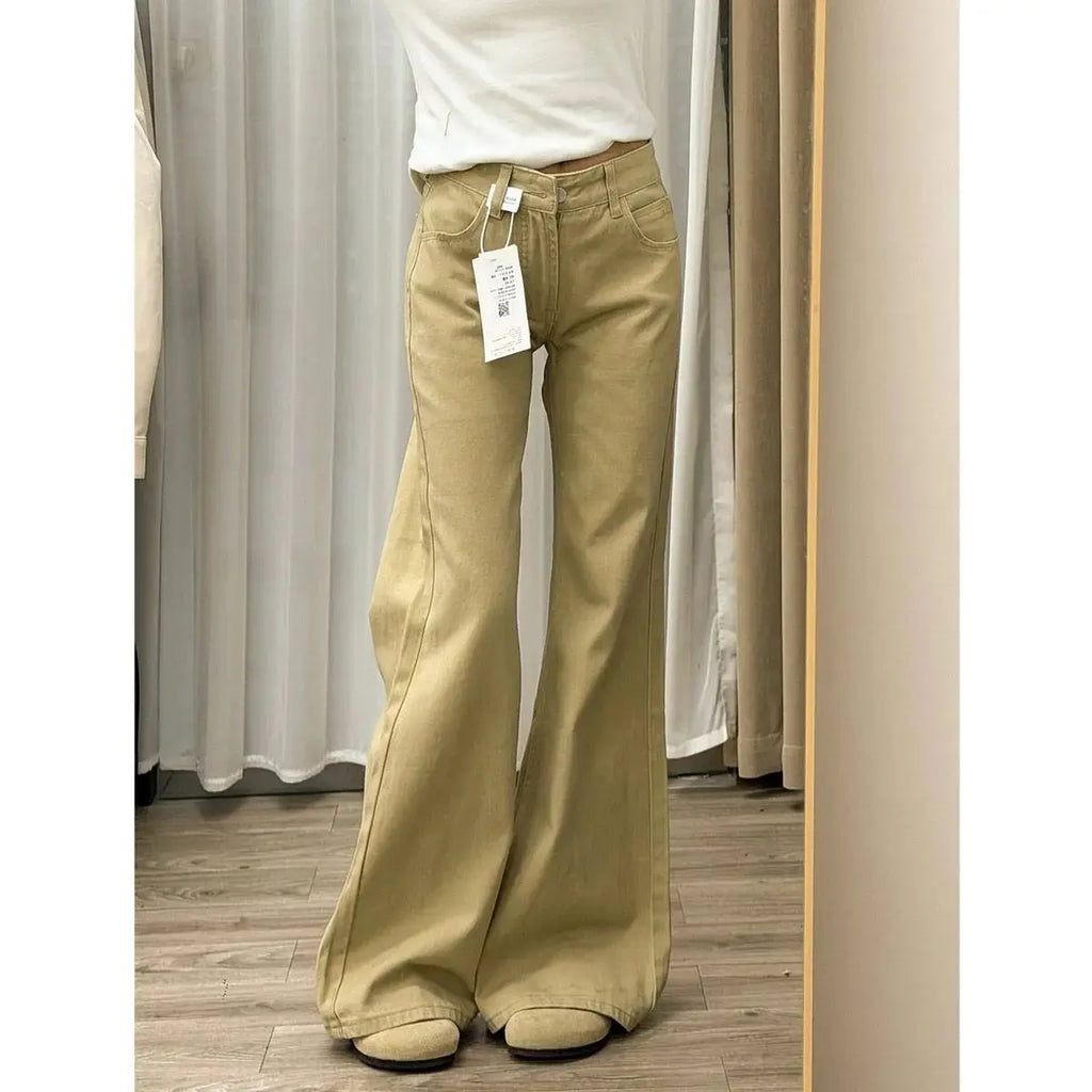 Ladies Jeans Flare Trousers Leisure Slimming Vintage Inspired Autumn  High Waist Bell  Women's pants Flared jeans jeans y2k