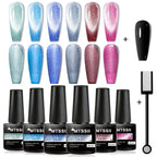 10/12PCS/SET Cat Magnetic Gel Nail Polish Set 9D Reflective Glitter Gel Semi Permanent UV Gel Soak Off Sparkling Nail Art Kits