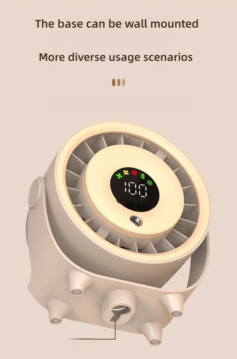 New Misting Fan Humidifying Rapid Cooling Hanging Hole Low Noise Digital Display Button Controlled Speed Fine Absorbable