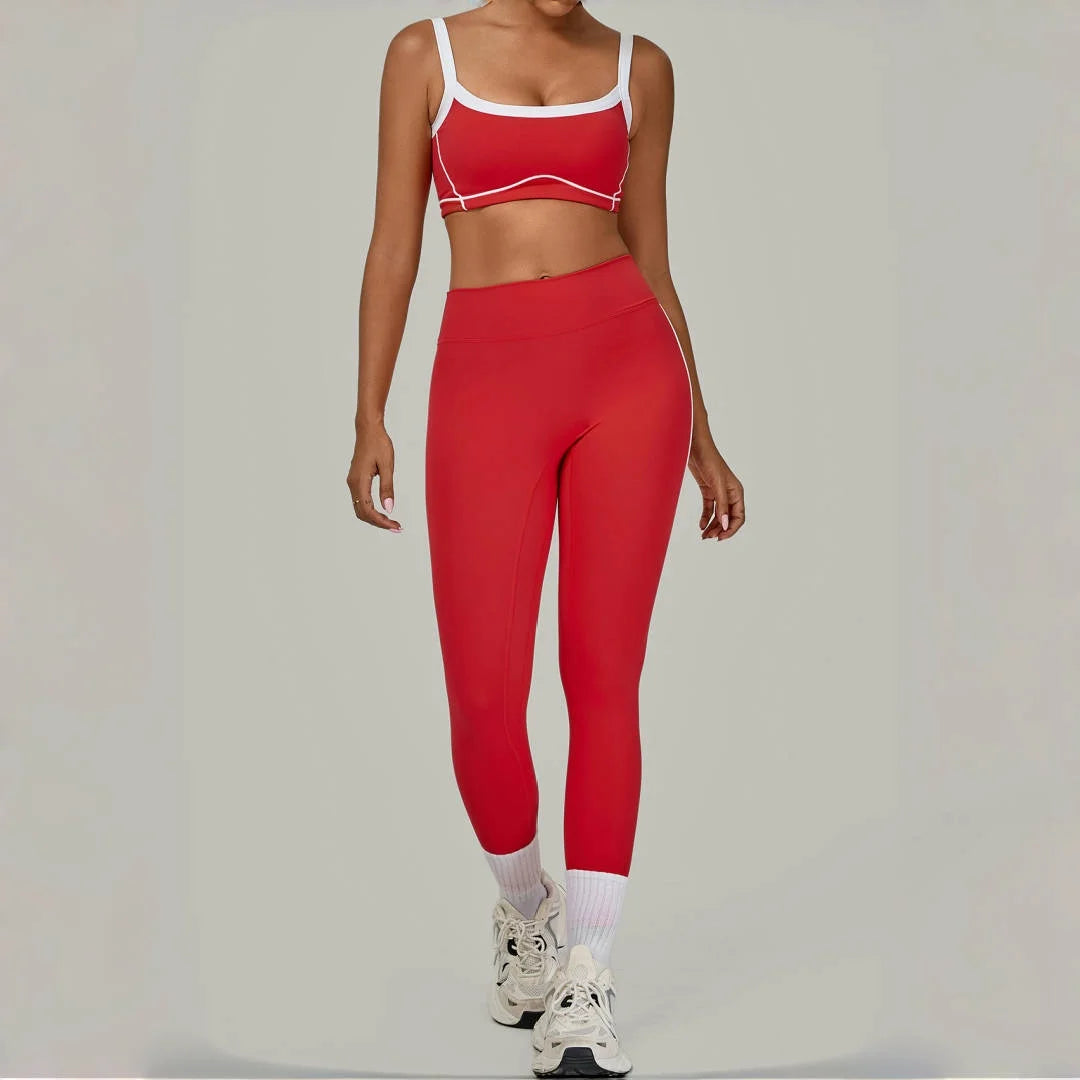 2PCS Women's Yoga Set High Waist Peach Hip Removable Padding Sports Bra Pants Fitness Suit Running Workout Gym Leggings Yoga Set Image principale du produit