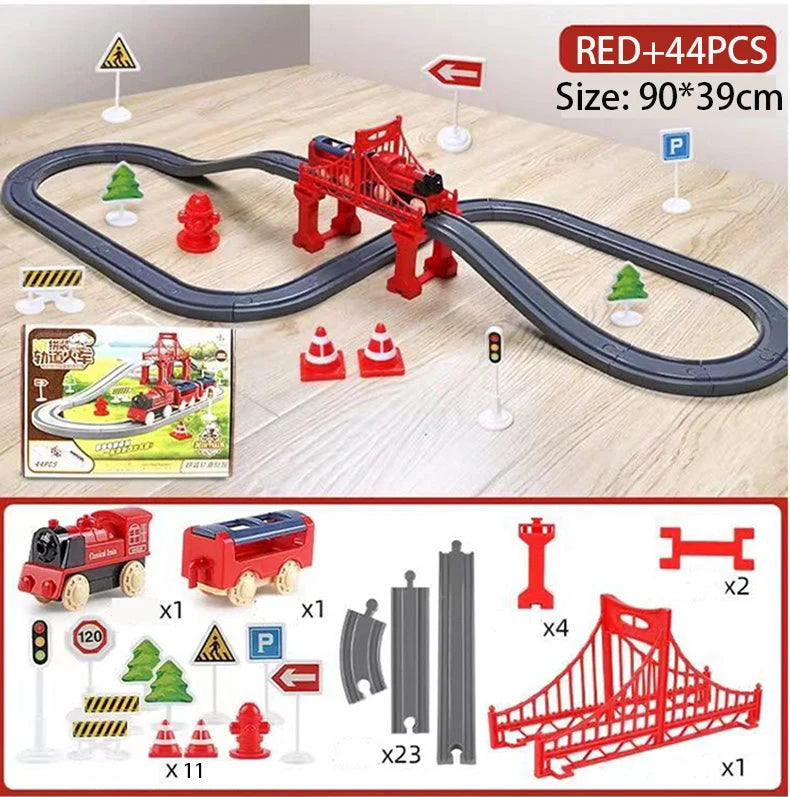 44Pcs/set Electric Train Track Sets Assembling Rail Train Car Toys Boy Educational Simulation Model Christmas Birthday Gift