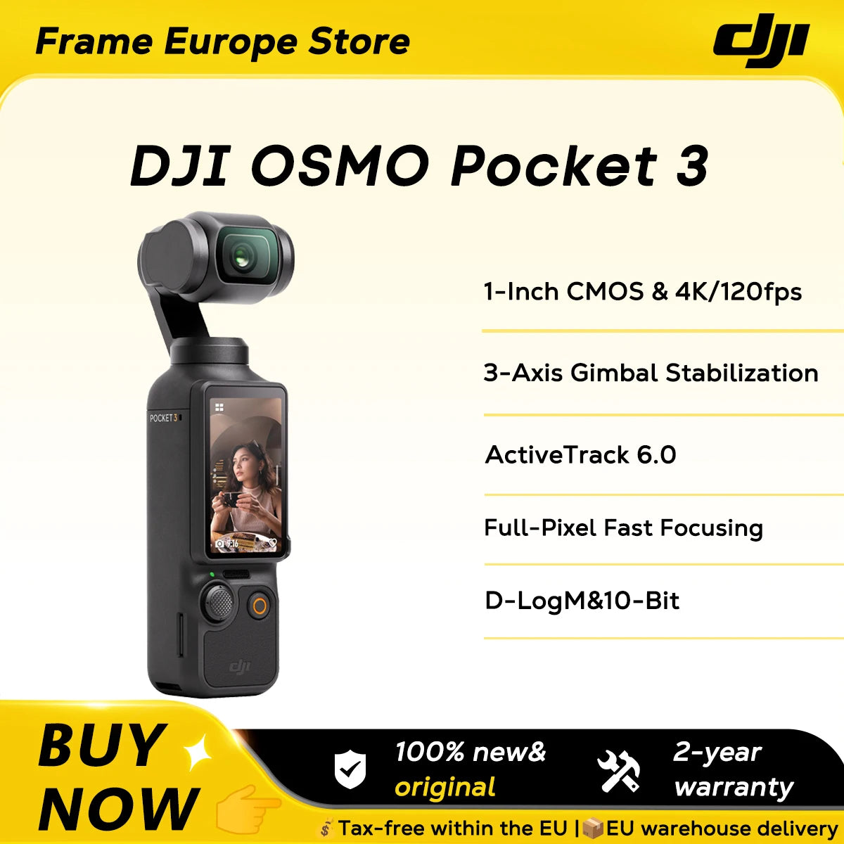 [New&Original] DJI OSMO Pocket 3 Powerful 1-Inch Sensor 4K/120fps 2-Inch Rotatable Touchscreen Original Brand New EU Stock Main image