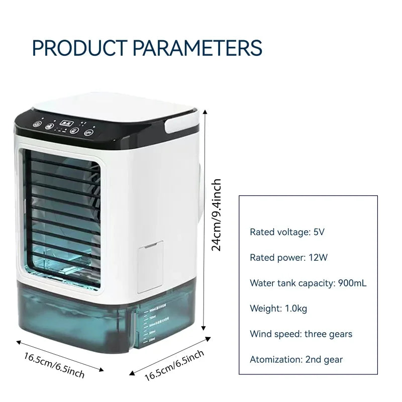 Portable Desktop Air Cooler Mini Evaporative Fan with Humidifier USB Personal Air Conditioner for Home Office Use