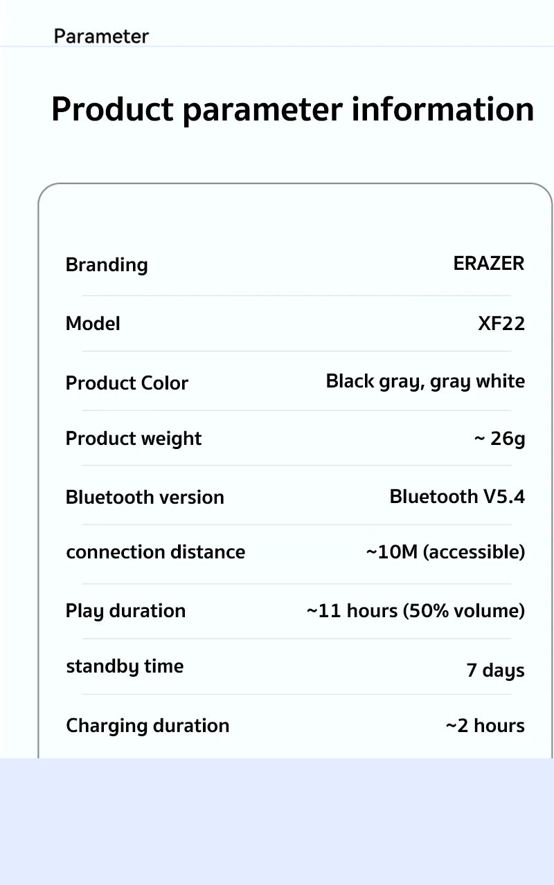 ERAZER XF22 Earphone Bluetooth 5.4 Sports Wireless Headphones Bone Conduction Headsets with Mic Neckband headphones