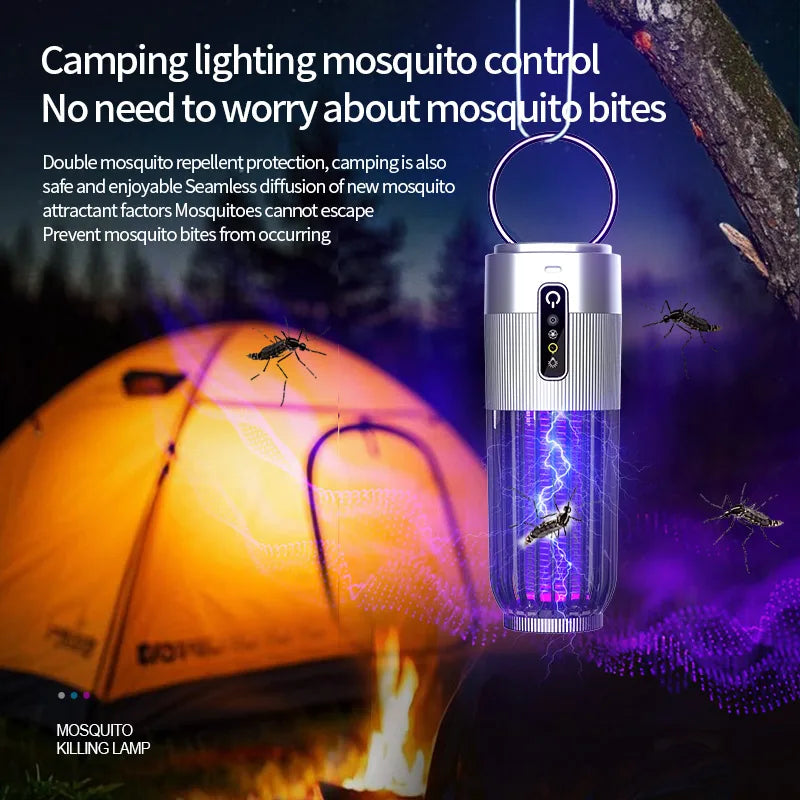 2500V Solar Powered Mosquito Killer Solar Charging Outdoor Camping Mosquito Lamp 3-Level Timing Control Mosquito Terminator